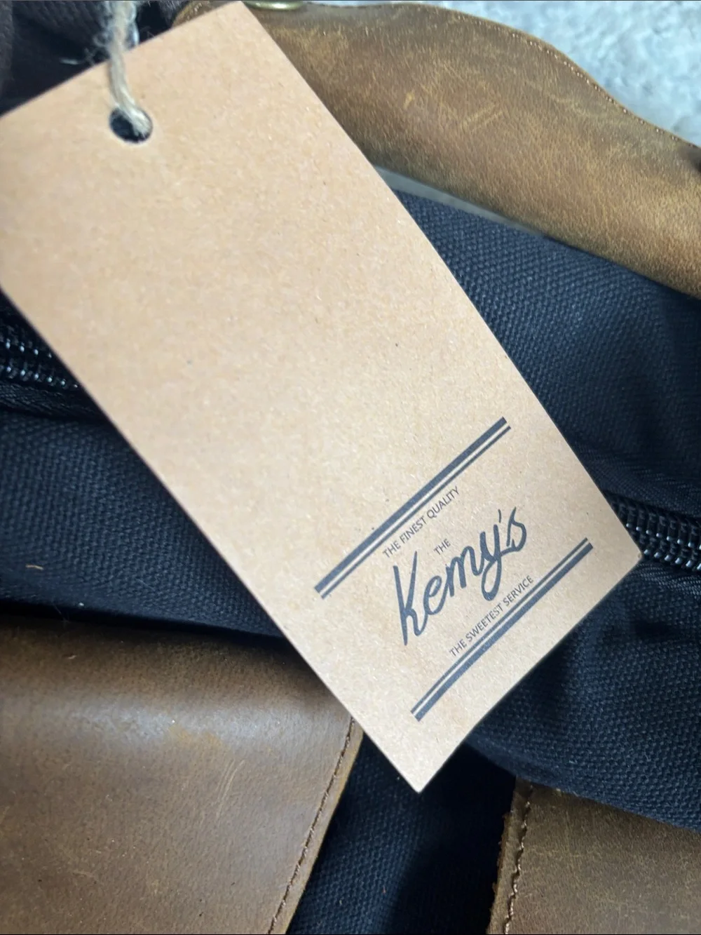 Black Canvas Duffel Bag with Brown Leather Accents